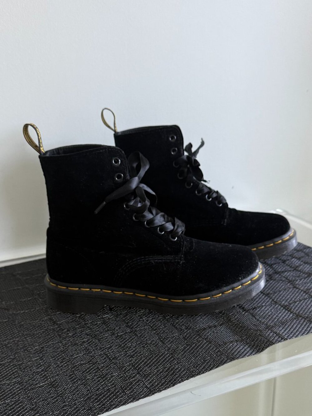 Dr. Martens 1460 Pascal Velvet Boots in Black - Size 7
